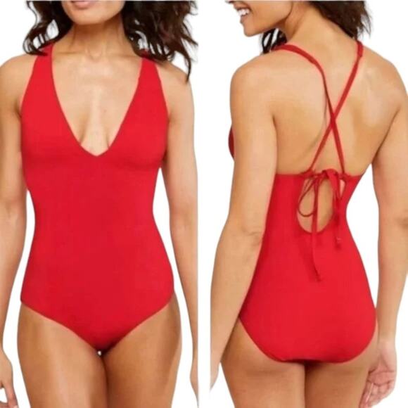 Andie The Bali One Piece Cherry Red Swimsuit Size Medium Tall NWT $128 MSRP - Picture 1 of 4